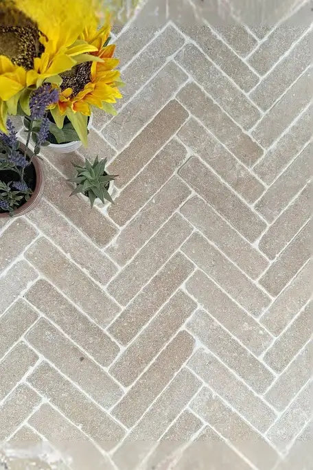 Dijon Limestone Acid Wash 200mm x 50mm Slim Cobbles